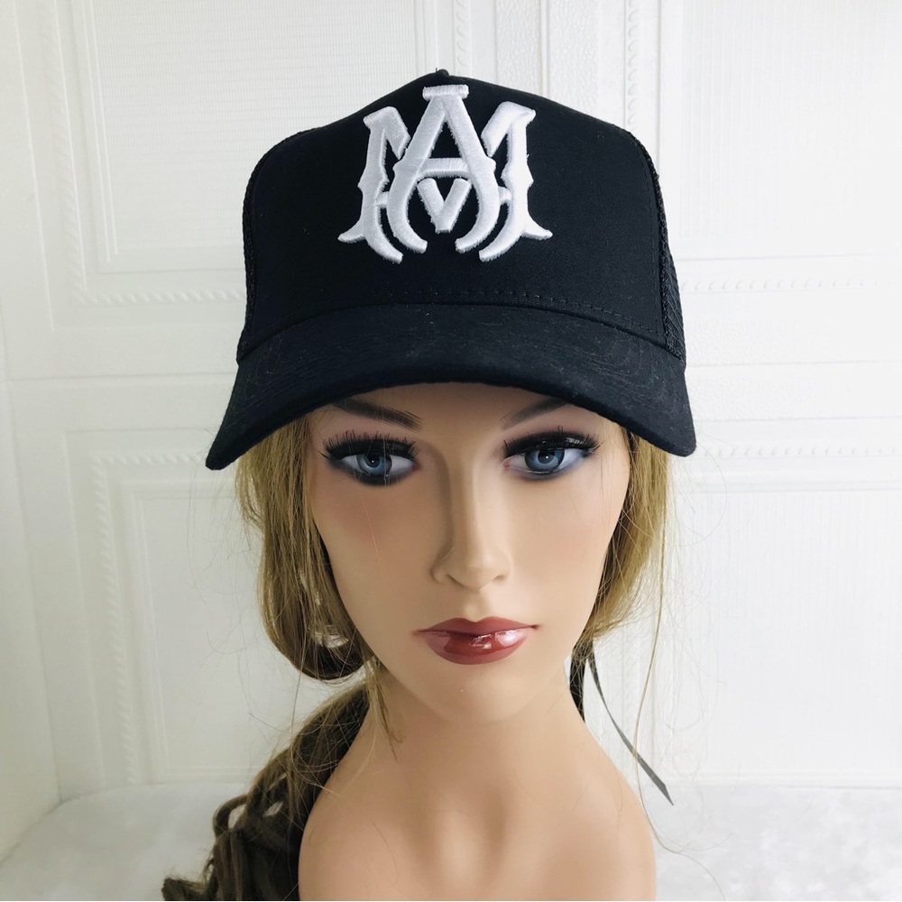 AMIRI MA Logo Trucker Hat Black